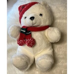 1986 Kmart Dan Dee Christmas‎ White Teddy Bear 18" Plush Stuffed  Tags Vintage